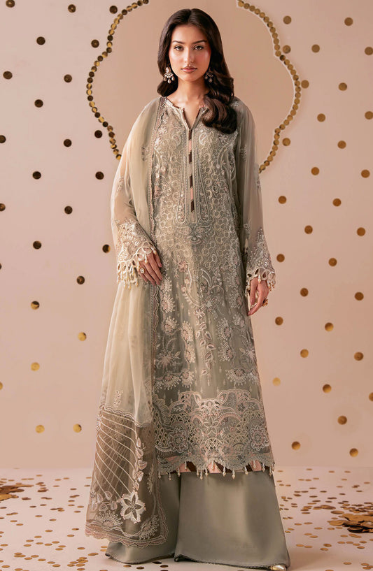 Dastak by Ramsha Premium Embroidered Chiffon Unstitched 3 Piece Suit - Q-307 - RM26DTK - Green - Festive Collection