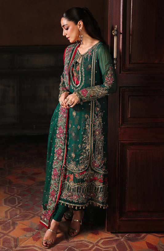 Dastan E Jashan by Charizma Premium Embroidered Chiffon Unstitched 3 Piece Suit - DJW5-06 - CHZ25DSJ - Green - Formals Collection