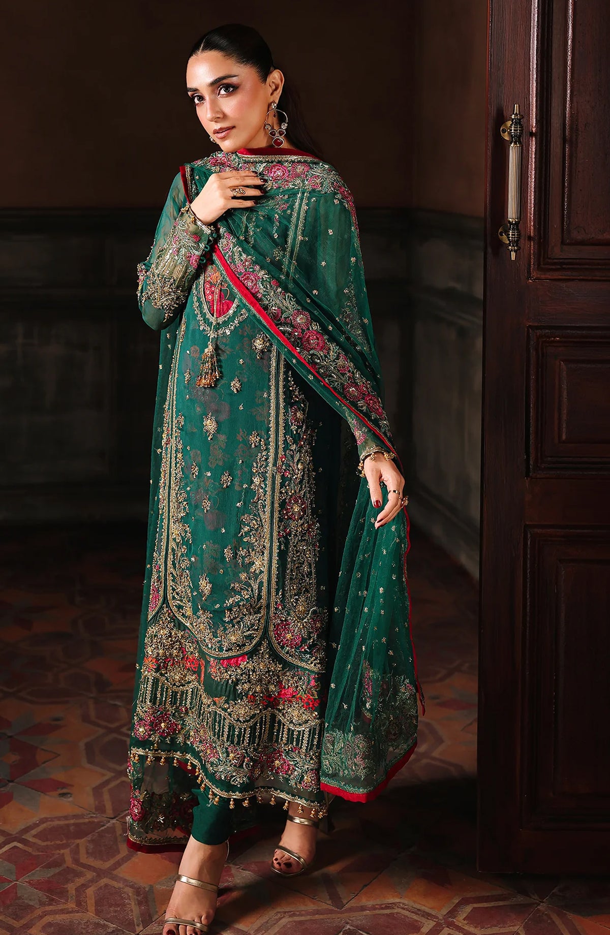 Dastan E Jashan by Charizma Premium Embroidered Chiffon Unstitched 3 Piece Suit - DJW5-06 - CHZ25DSJ - Green - Formals Collection