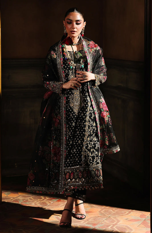Dastan E Jashan by Charizma Premium Embroidered Chiffon Unstitched 3 Piece Suit - DJW5-05 - CHZ25DSJ - Black - Formals Collection