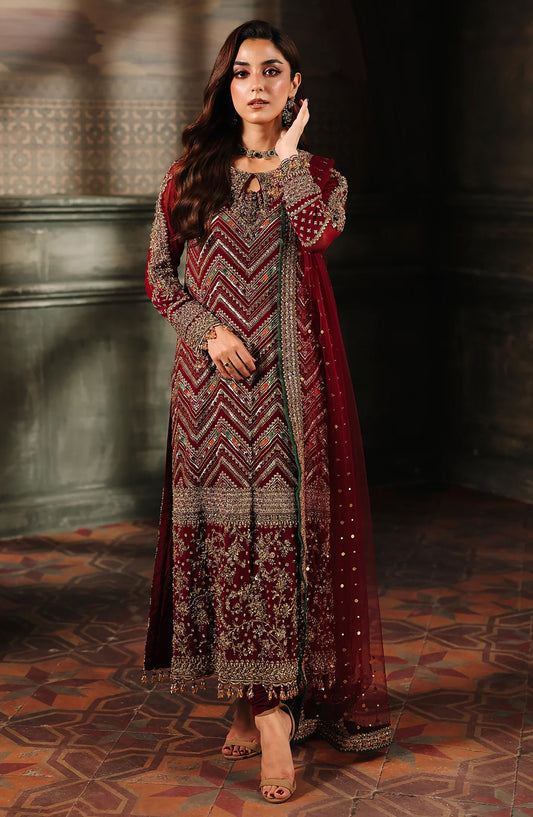 Dastan E Jashan by Charizma Premium Embroidered Chiffon Unstitched 3 Piece Suit - DJW5-03 - CHZ25DSJ - Red - Formals Collection