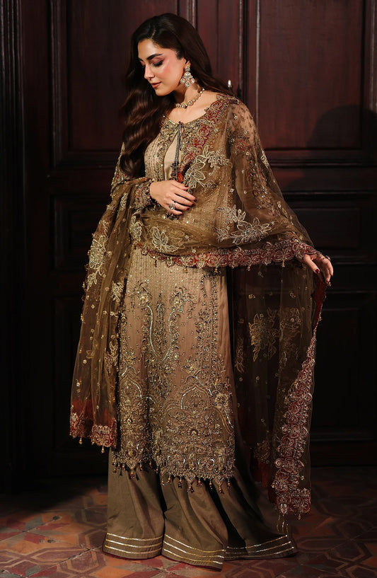 Dastan E Jashan by Charizma Premium Embroidered Chiffon Unstitched 3 Piece Suit - DJW5-02 - CHZ25DSJ - Brown - Formals Collection