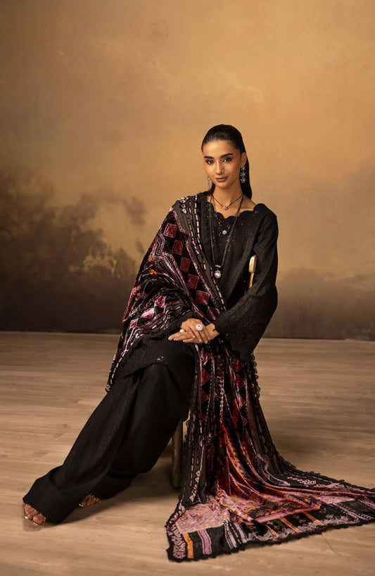 Dastan by Riaz Arts Embroidered Leather Peach Unstitched 3 Piece Suit - DS-40 - RA25DTN - Brown - Winter Collection