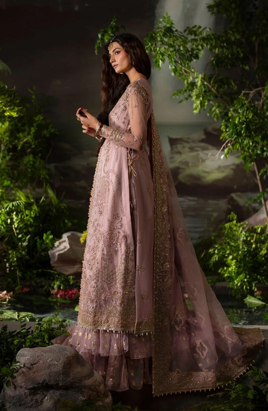 Dastan e Ishq by AJR Luxury Embroidered Net Unstitched 3 Piece Suit - AJR-DS-01 DHANAK - AJR25DST - Pink - Festive Formals Collection