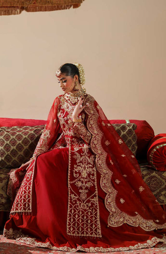 Dastoor by Zebtan Luxury Embroidered Net Unstitched 3 Piece Suit - DR-06 - ZBT25DS - Red - Formals Collection