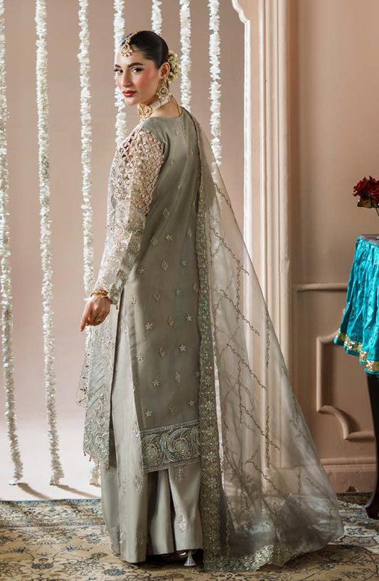 Dastoor by Zebtan Luxury Embroidered Net Unstitched 3 Piece Suit - DR-05 - ZBT25DS - Green - Formals Collection