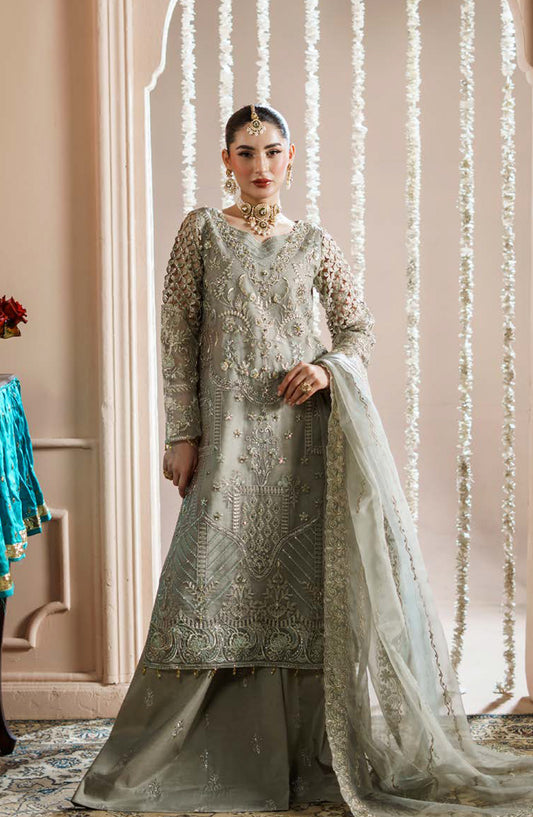 Dastoor by Zebtan Luxury Embroidered Net Unstitched 3 Piece Suit - DR-05 - ZBT25DS - Green - Formals Collection