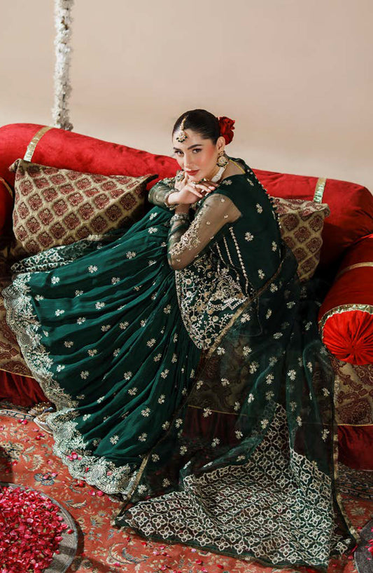 Dastoor by Zebtan Luxury Embroidered Net Unstitched 3 Piece Suit - DR-02 - ZBT25DS - Green - Formals Collection