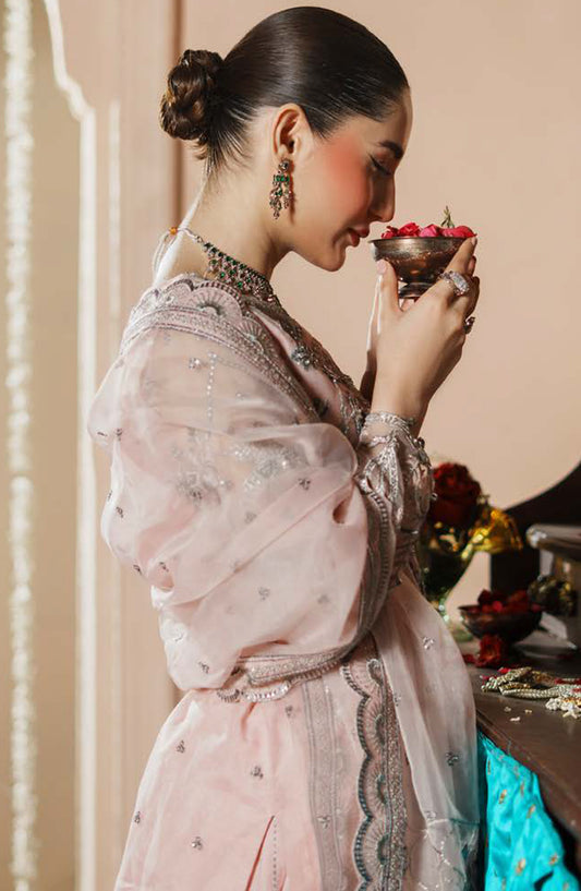 Dastoor by Zebtan Luxury Embroidered Net Unstitched 3 Piece Suit - DR-01 - ZBT25DS - Pink - Formals Collection