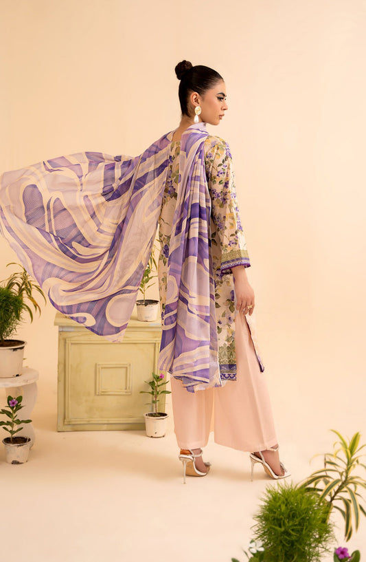 Day Dream by Mahay Digital Printed Chikankari Unstitched 3 Piece Suit - Design-10 - AK25MDD - Purple - Summer Collection