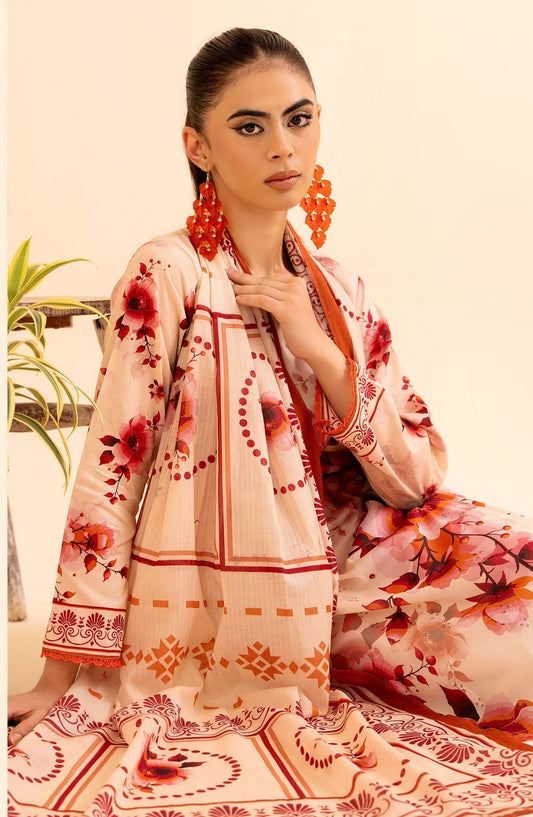 Day Dream by Mahay Digital Printed Chikankari Unstitched 3 Piece Suit - Design-07 - AK25MDD - Peach - Summer Collection