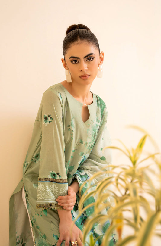 Day Dream by Mahay Digital Printed Chikankari Unstitched 3 Piece Suit - Design-06 - AK25MDD - Green - Summer Collection