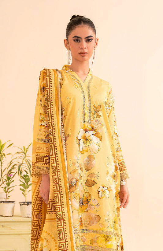 Day Dream by Mahay Digital Printed Chikankari Unstitched 3 Piece Suit - Design-02 - AK25MDD - Mustard - Summer Collection
