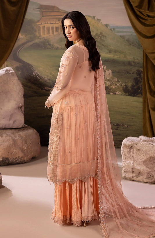 Dehleez by Al Karim Embroidered Organza Unstitched 3 Piece Suit - DL-54 - AK26DLZ - Peach - Formal Collection