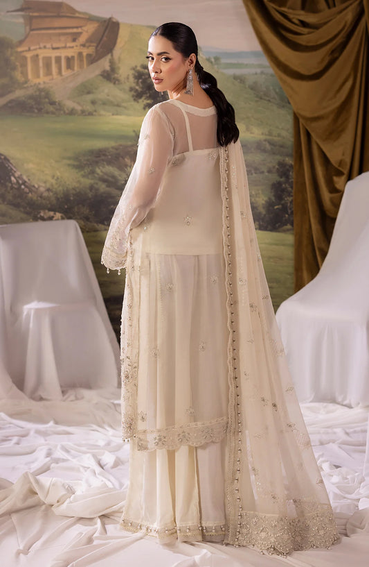 Dehleez by Al Karim Embroidered Organza Unstitched 3 Piece Suit - DL-57 - AK26DLZ - White - Formal Collection