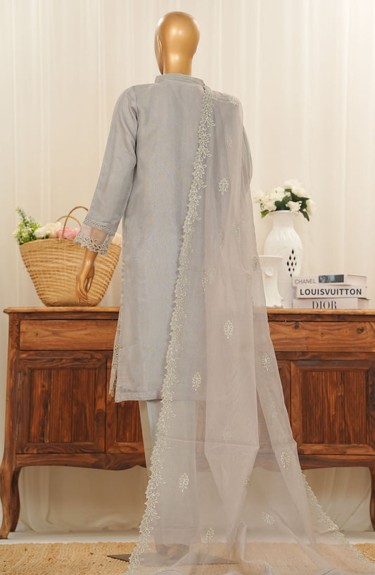 Delilah by Amna Khadija Embroidered Organza Stitched 3 Piece Suit - DSCE-07 - AM25DKNV2 - Grey - Festive Collection