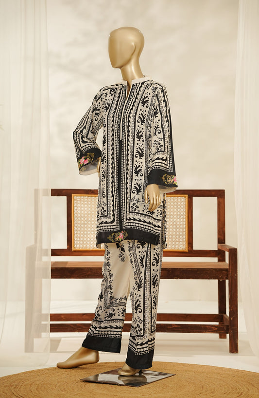 Amna Khadija Digital Printed Lawn Stitched 2 Piece Suit - Design-01 - AM25ESF - Black - Summer Collection