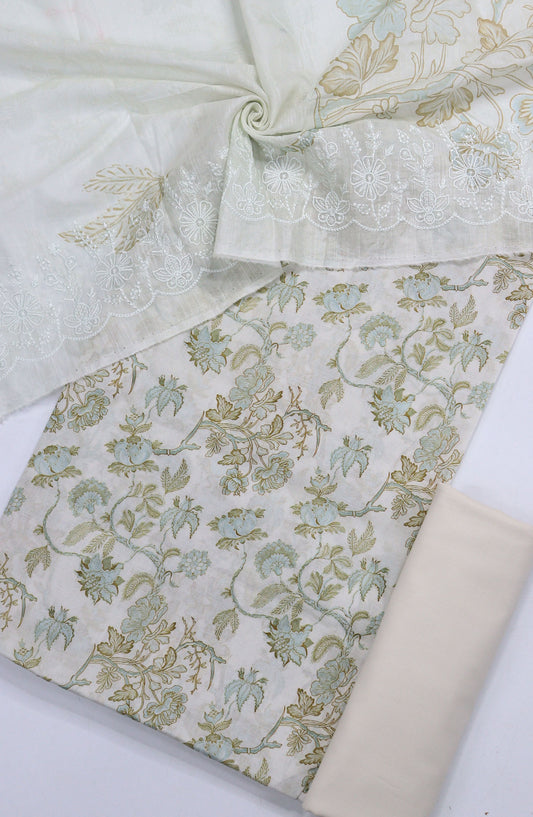 Amna Khadija Minza Embroidered Lawn Unstitched 3 Piece Suit - Design-01 - AM25MINZ - Green - Summer Collection