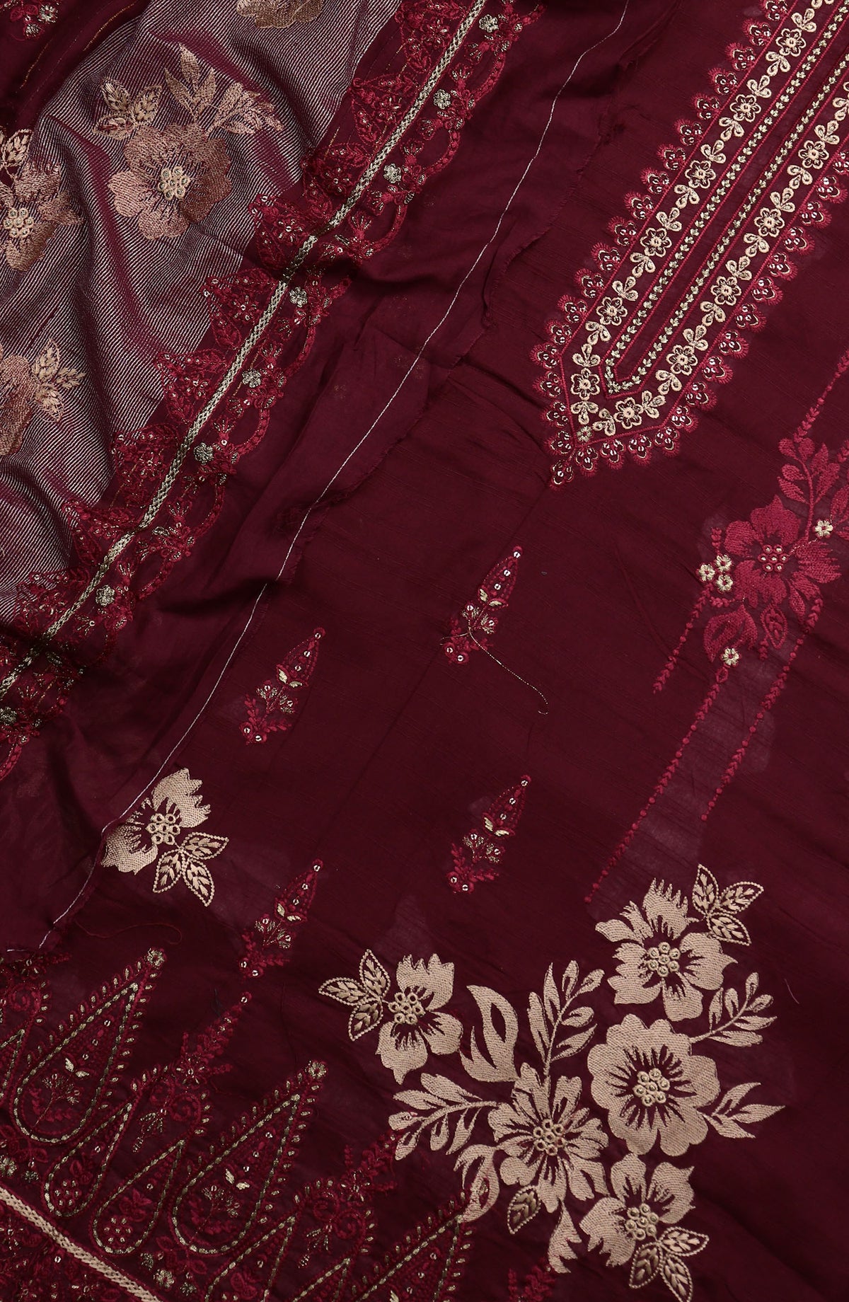 Amna Khadija Elegance Exclusive Embroidered Bana Dora Lawn Unstitched 3 Piece Suit - Design-01 - AM25EXB - Red - Summer Collection