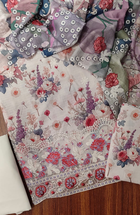 Shahzeen by Amna Khadija Printed and Embroidered Bana Dora Lawn Unstitched 3 Piece Suit - Design-01 - AM25SHAZ - Multi - Summer Collection