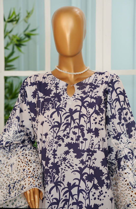 Printkari by Amna Khajida Printed Swiss Lawn Pret 2 Piece Suit - AM25ESF - D-02 - Blue - Summer Collection