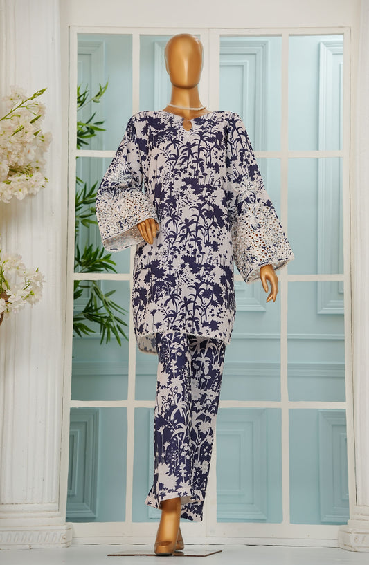 Printkari by Amna Khajida Printed Swiss Lawn Pret 2 Piece Suit - AM25ESF - D-02 - Blue - Summer Collection