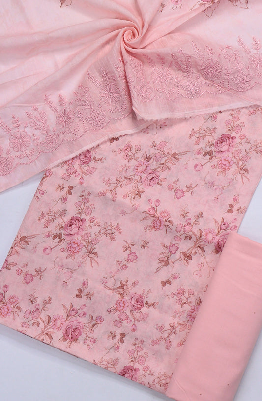 Amna Khadija Minza Embroidered Lawn Unstitched 3 Piece Suit - Design-02 - AM25MINZ - Pink - Summer Collection