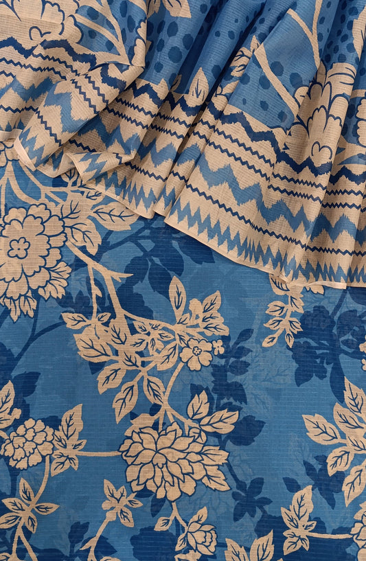 Amna Khadija Full Suit Dupatta Printed Bana Dora Lawn Unstitched 3 Piece Suit - Design-02 - AM25KFLS - Blue - Summer Collection