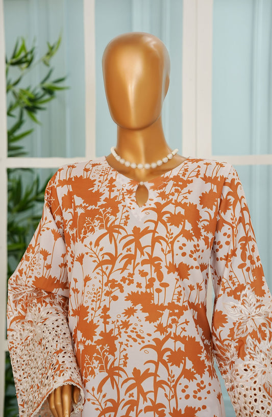 Printkari by Amna Khajida Printed Swiss Lawn Pret 2 Piece Suit - AM25ESF - D-03 - Orange - Summer Collection