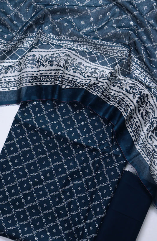 Bin Saeed Printed Lawn Unstitched 3 Piece Suit - Design-03 - BS25ULN - Blue - Summer Collection