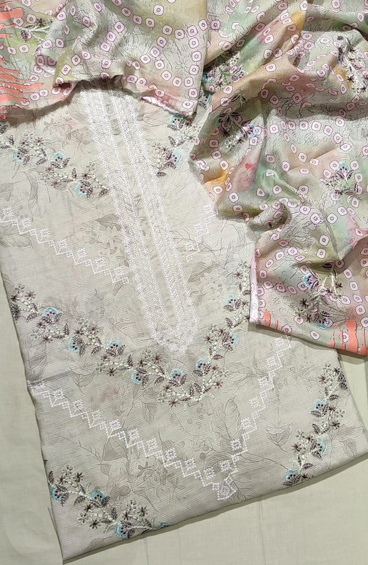 Amna Khadija Premium Cross Stitch Embroidered Lawn Unstitched 3 Piece Suit - Design-04 - AM25PRCS - Green - Summer Collection