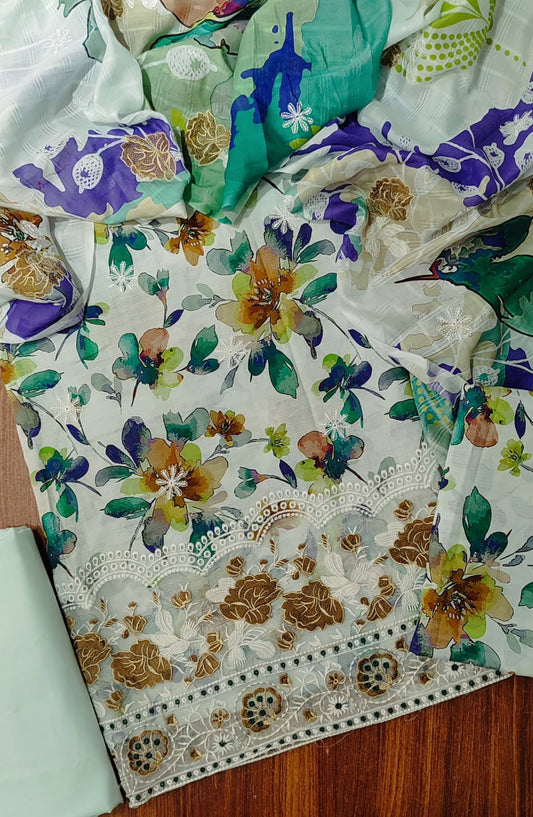 Shahzeen by Amna Khadija Printed and Embroidered Bana Dora Lawn Unstitched 3 Piece Suit - Design-04 - AM25SHAZ - Green - Summer Collection