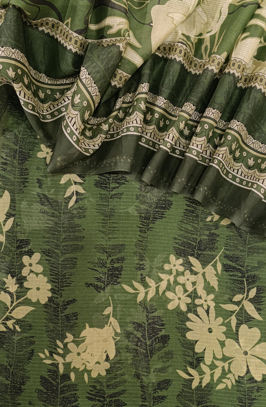 Amna Khadija Full Suit Dupatta Printed Bana Dora Lawn Unstitched 3 Piece Suit - Design-04 - AM25KFLS - Green - Summer Collection