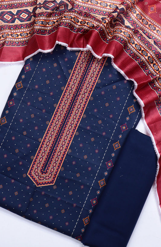 Bin Saeed Printed Lawn Unstitched 3 Piece Suit - Design-05 - BS25ULN - Blue - Summer Collection
