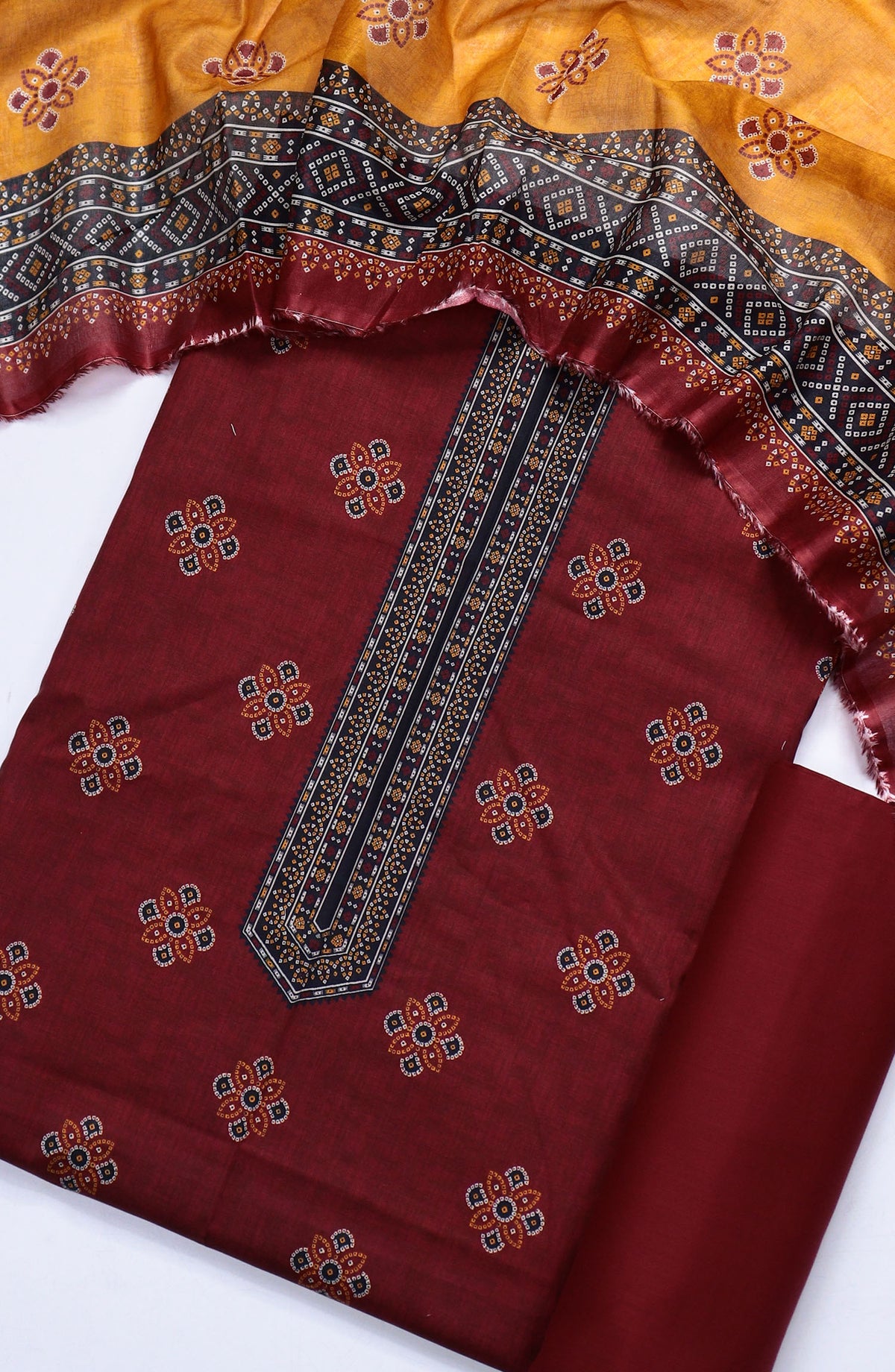 Bin Saeed Printed Lawn Unstitched 3 Piece Suit - Design-06 - BS25ULN - Maroon - Summer Collection