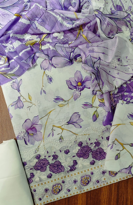Shahzeen by Amna Khadija Printed and Embroidered Bana Dora Lawn Unstitched 3 Piece Suit - Design-07 - AM25SHAZ - Purple - Summer Collection