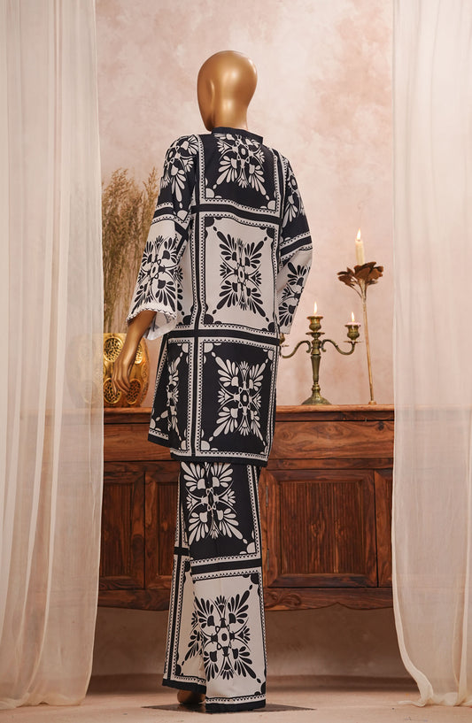 Amna Khadija Digital Printed Lawn Stitched 2 Piece Suit - Design-08 - AM25ESF - Black - Summer Collection