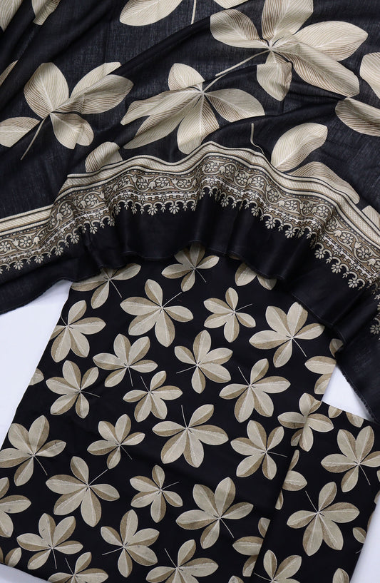 Bin Saeed Printed Lawn Unstitched 3 Piece Suit - Design-09 - BS25ULN - Black - Summer Collection