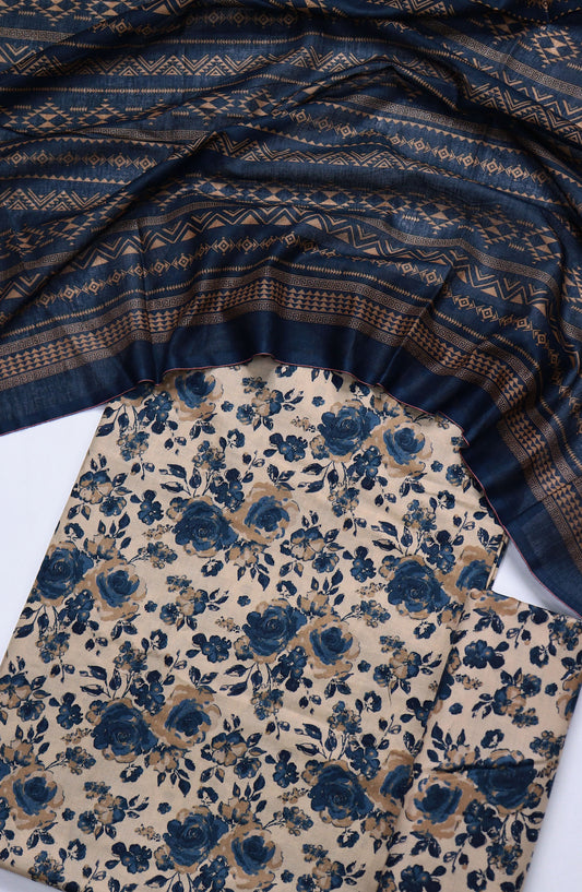Bin Saeed Printed Lawn Unstitched 3 Piece Suit - Design-10 - BS25ULN - Blue - Summer Collection