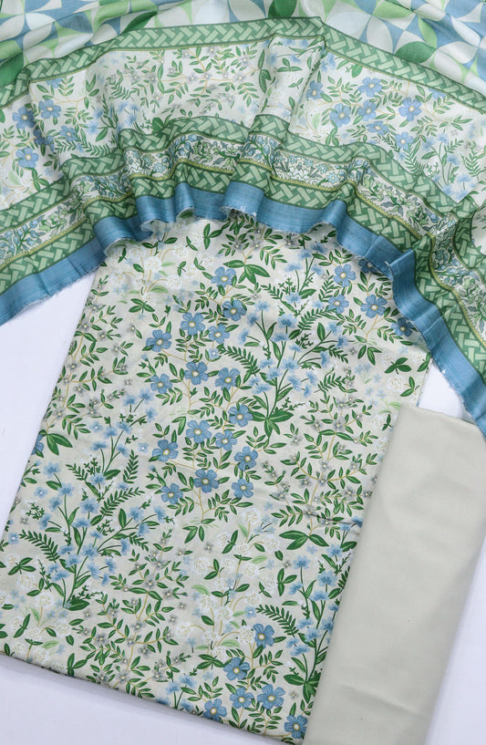 Bin Saeed Printed Lawn Unstitched 3 Piece Suit - Design-11 - BS25ULN - Green - Summer Collection