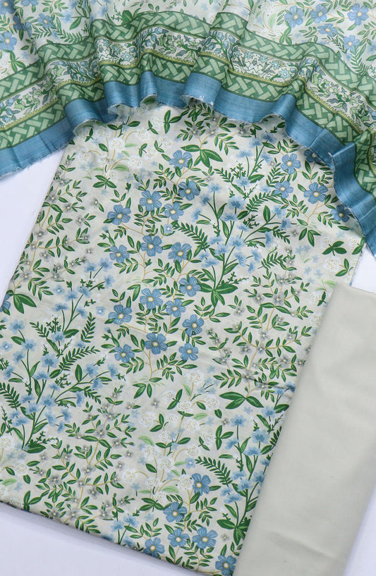 Bin Saeed Printed Lawn Unstitched 3 Piece Suit - Design-11 - BS25ULN - Green - Summer Collection