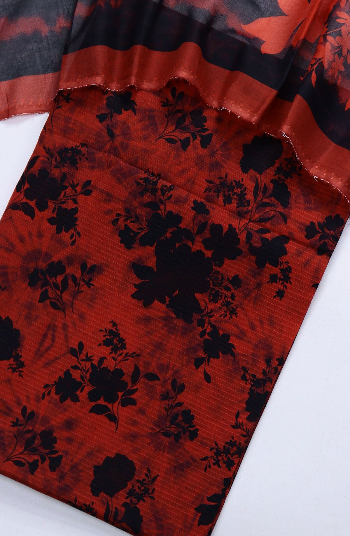 Amna Khadija Full Suit Dupatta Printed Bana Dora Lawn Unstitched 3 Piece Suit - Design-12 - AM25KFLS - Red - Summer Collection