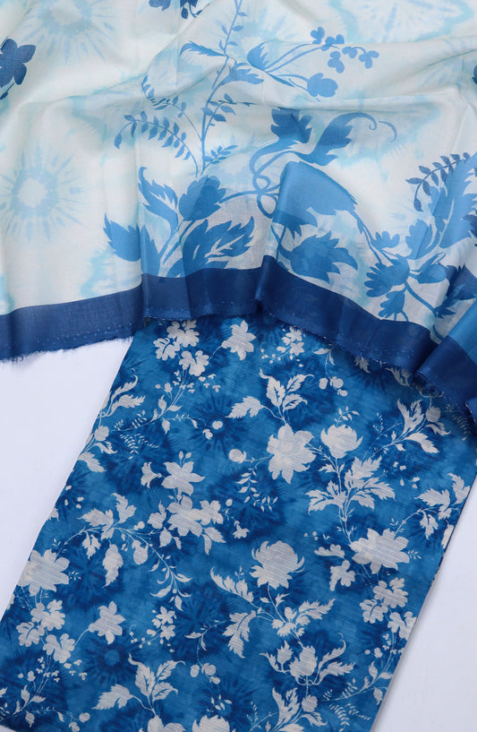 Amna Khadija Full Suit Dupatta Printed Bana Dora Lawn Unstitched 3 Piece Suit - Design-13 - AM25KFLS - Blue - Summer Collection
