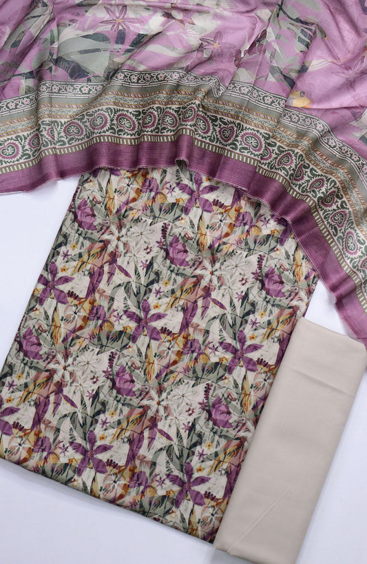 Bin Saeed Printed Lawn Unstitched 3 Piece Suit - Design-13 - BS25ULN - Purple - Summer Collection