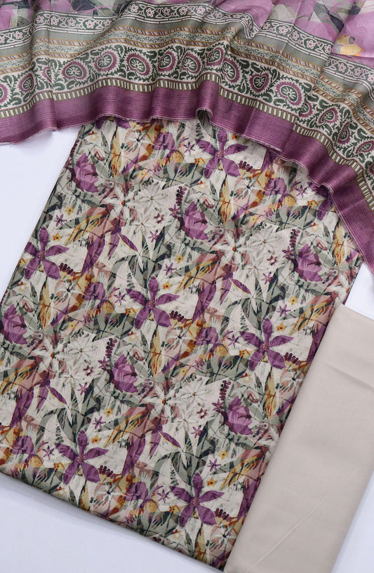 Bin Saeed Printed Lawn Unstitched 3 Piece Suit - Design-13 - BS25ULN - Purple - Summer Collection