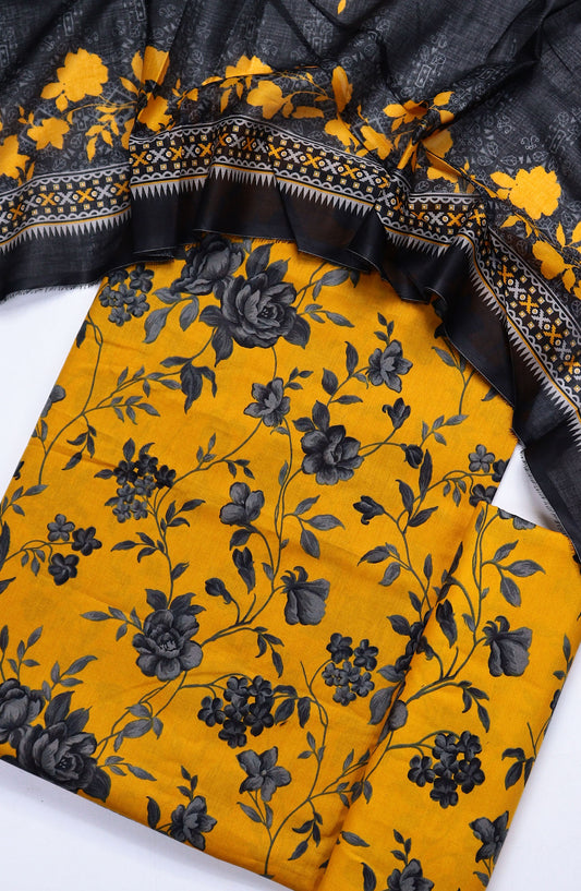 Bin Saeed Printed Lawn Unstitched 3 Piece Suit - Design-15 - BS25ULN - Yellow - Summer Collection