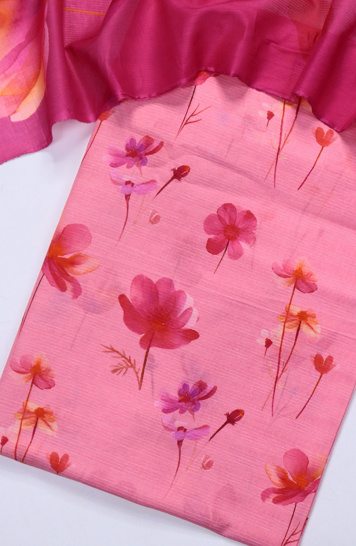 Amna Khadija Full Suit Dupatta Printed Bana Dora Lawn Unstitched 3 Piece Suit - Design-15 - AM25KFLS - Pink - Summer Collection