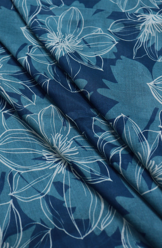 Amna Khadija Classic Printed Lawn Unstitched 2 Piece Suit - Design-22 - AK25CFL6 - Blue - Summer Collection