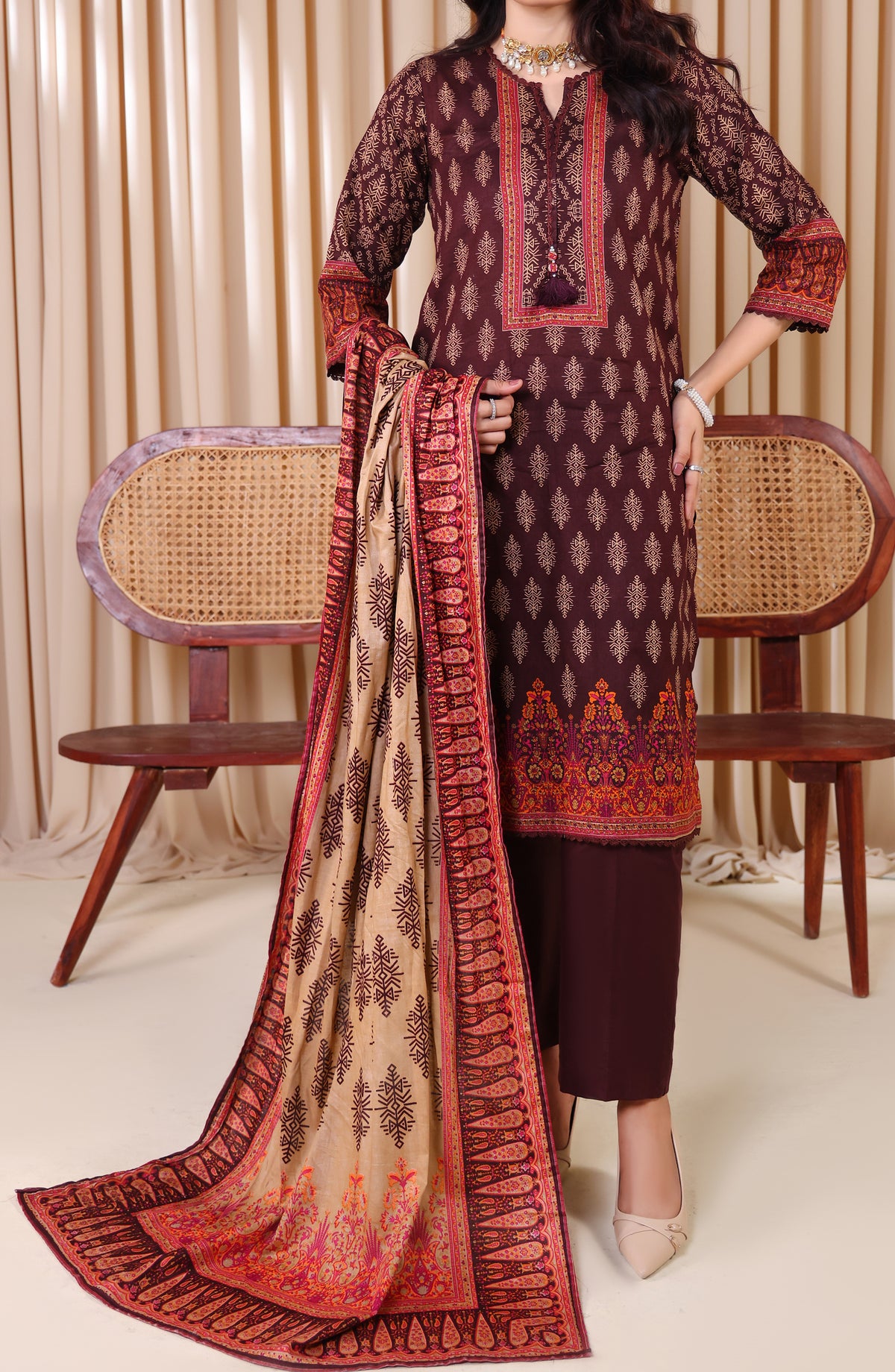 Al Karim Printed Cotton Lawn Unstitched 3 Piece Suit - DL 231 - ALK25DCL - Summer Collection