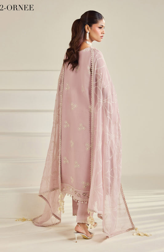 Dhaagay by Alizeh Embroidered Chiffon Unstitched 3 Piece Suit - 12-Ornee - ALZ26DHG - Pink - Festive Collection